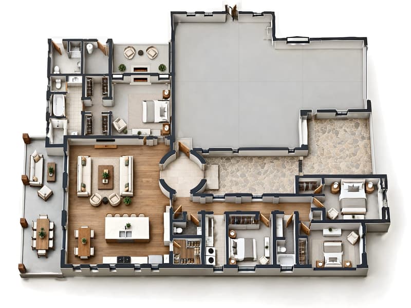 Rendering: Aria model home — 3D floor plan